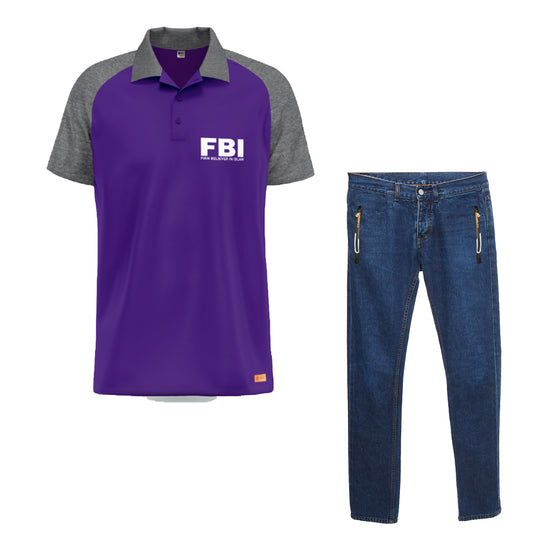 Combo Raglan Polo Shirt and Denim Blue Trouser Jeans