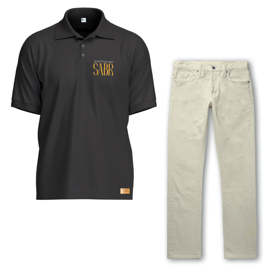 Combo Polo Shirt and Off White Jeans