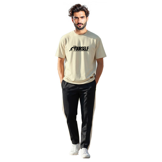 Off White and Black Dry-Fit Track Suit