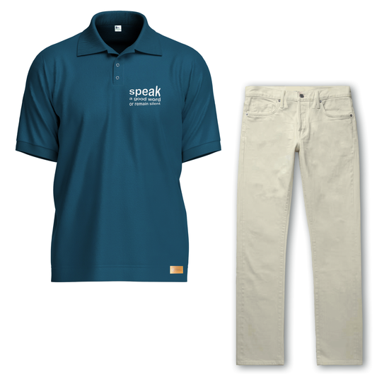 Combo Polo Shirt and Off White Jeans