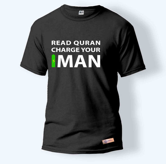 Read Quran Charge Your Iman | Round Neck T-Shirt for Men