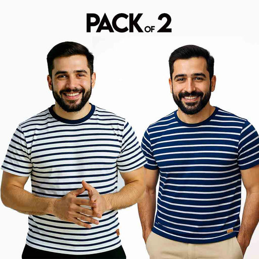Pack of 2 Round neck Lines Shirt