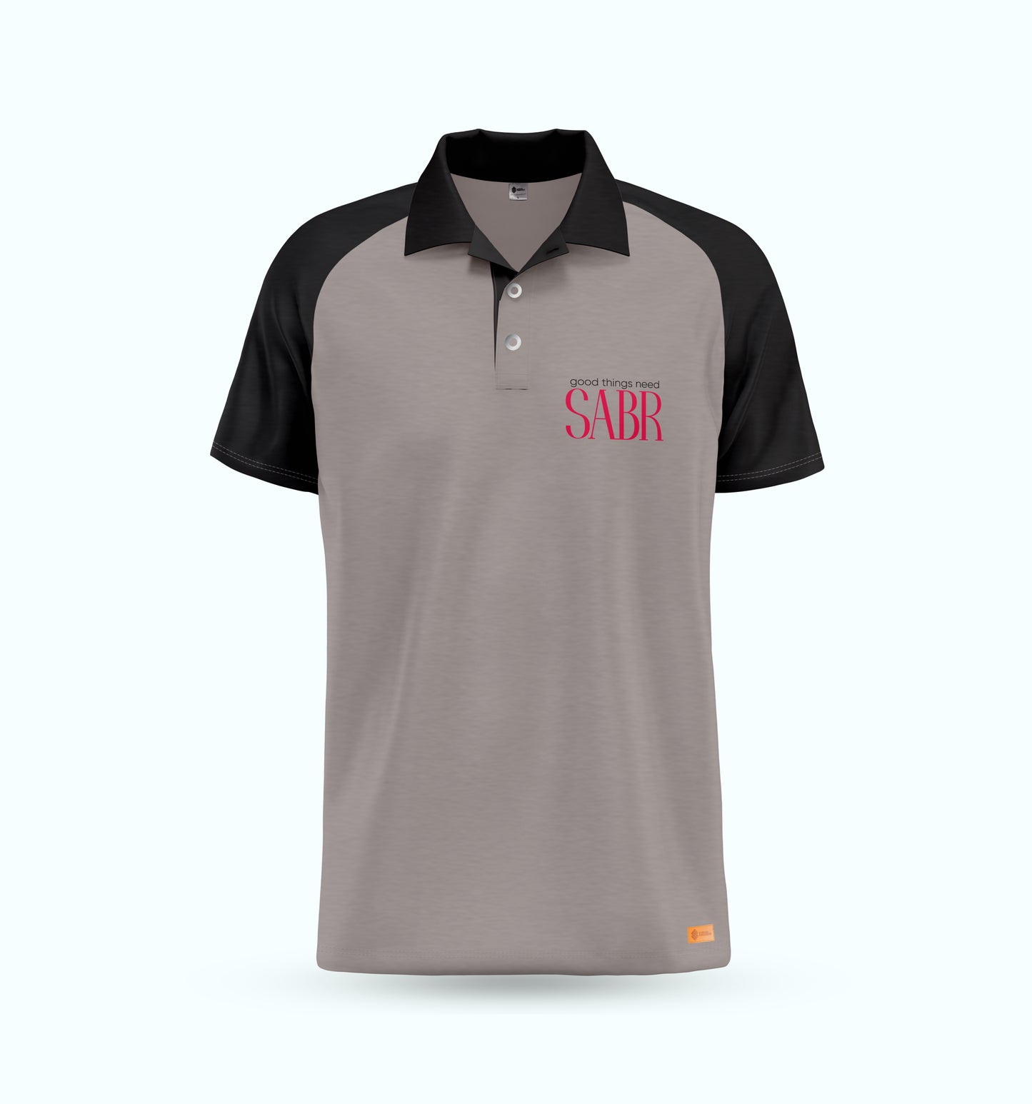 Ash Grey Black Raglan Polo Shirt