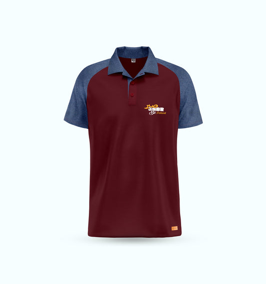 Maroon & Charcoal Blue Raglan Polo Shirt