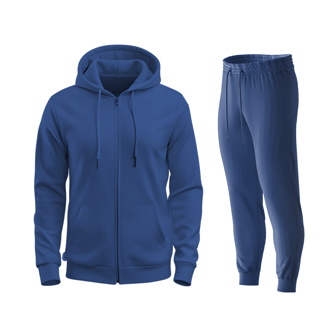 Blue Zipper Hoodie Track Suit