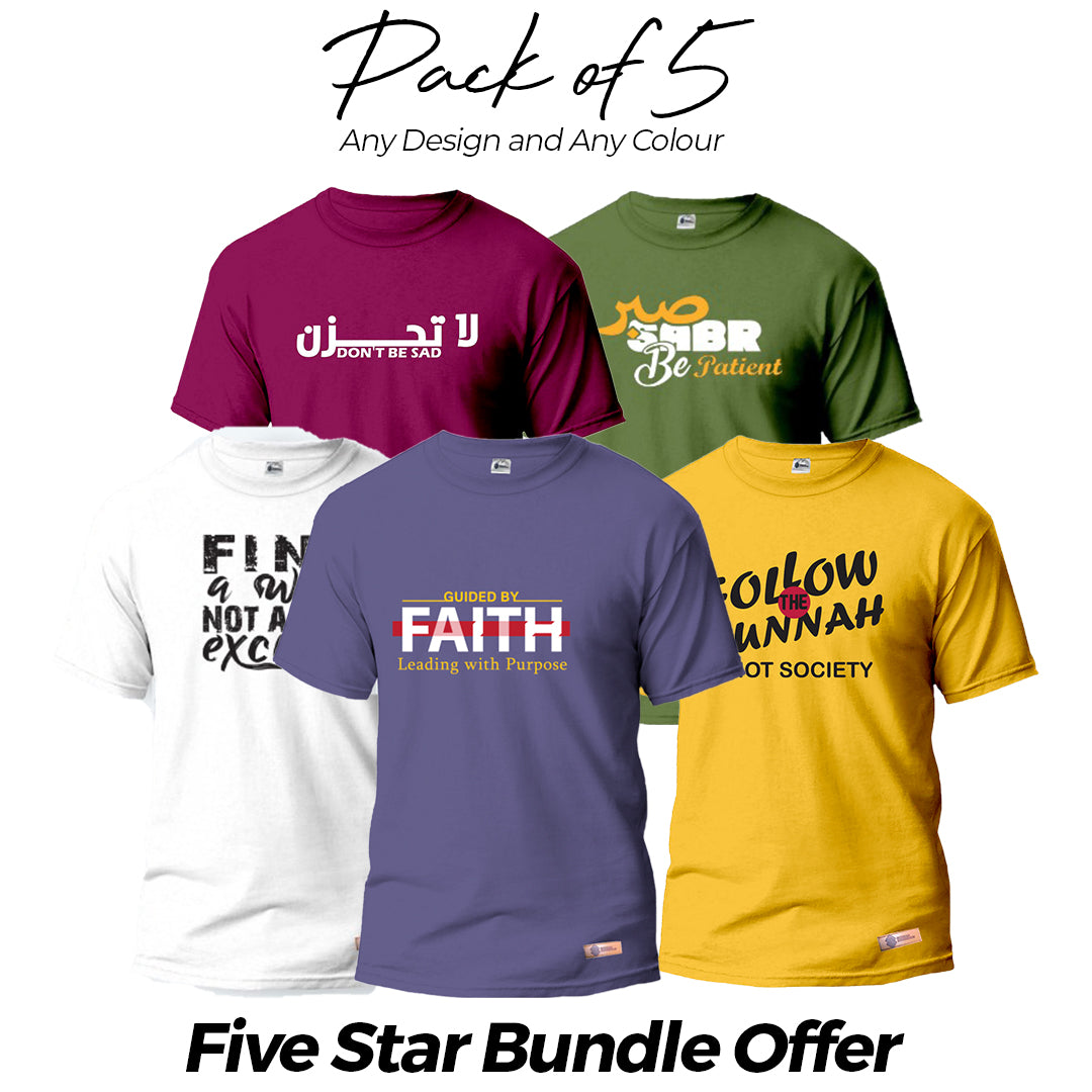 Five Star Bundle Deal Pack of 5 Round Neck Shirts