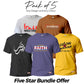 Five Star Bundle Deal Pack of 5 Round Neck Shirts