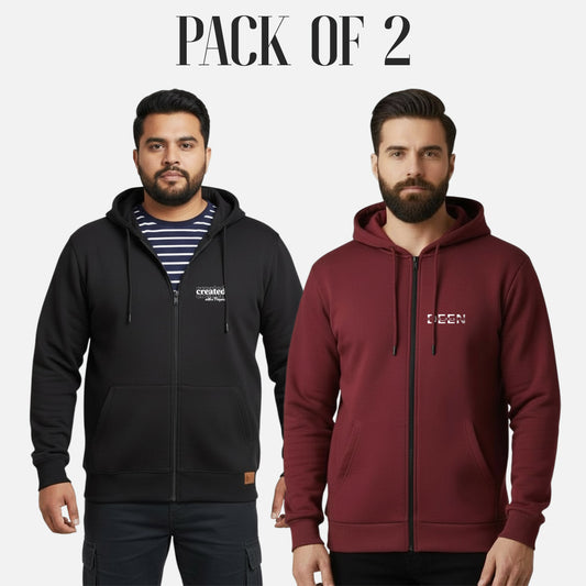 Black Zipper Hoodie and Maroon Zipper Hoodie | Pack of 2