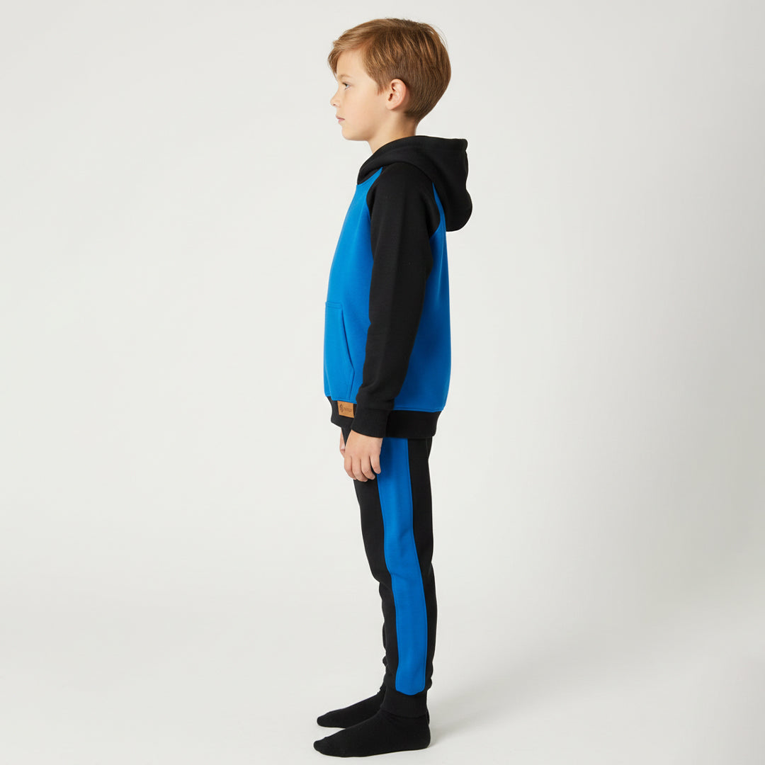 Blue and Black Kids Hoodie Tracksuit