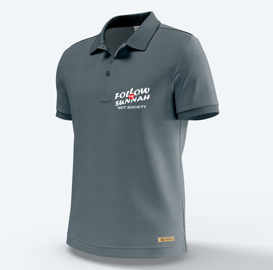 Follow The Sunnah Not Society Grey Polo Shirt
