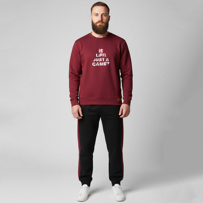 Maroon and Black Sweatshirt Tracksuit