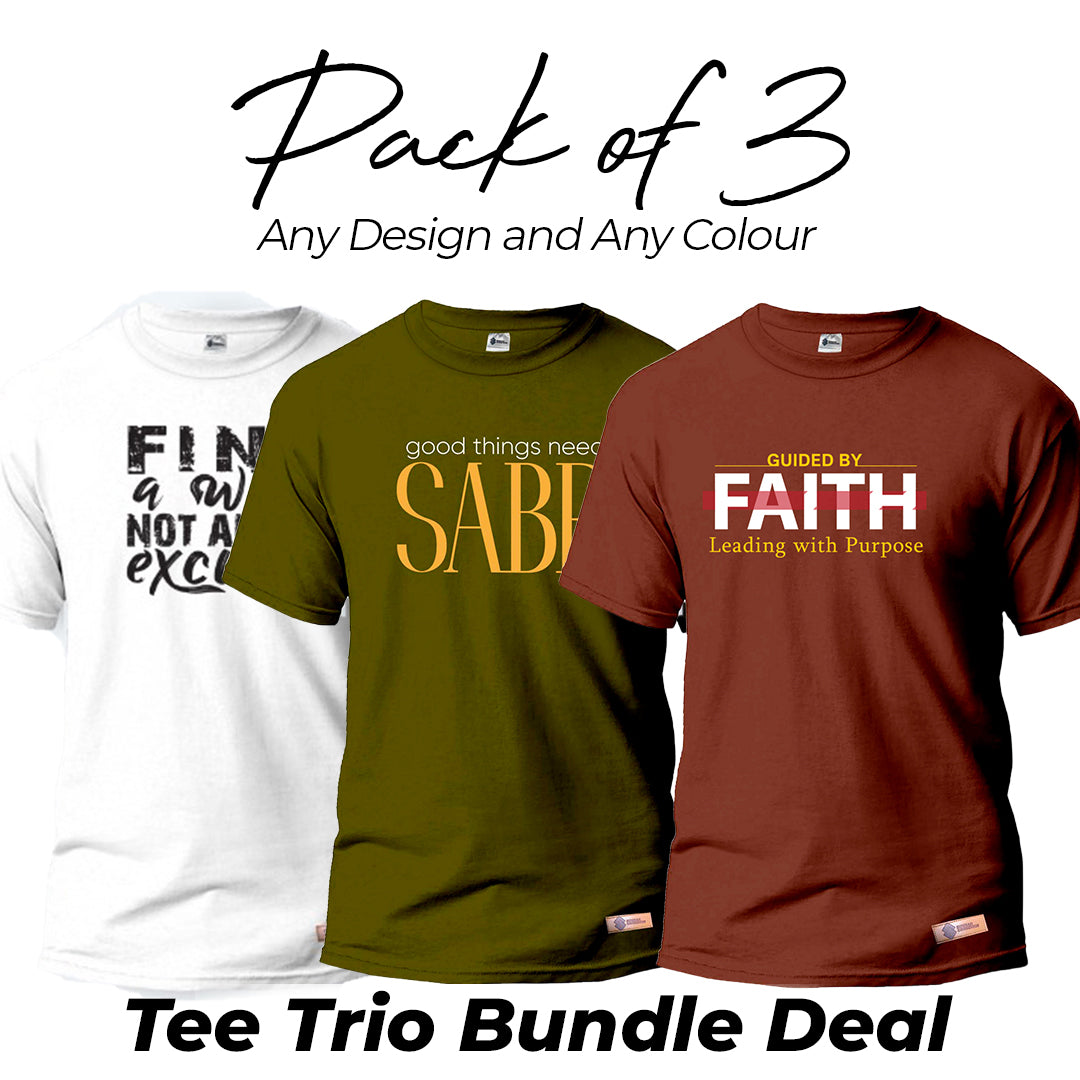 Tee Trio Bundle Deal Pack of 3 Round Neck Shirts