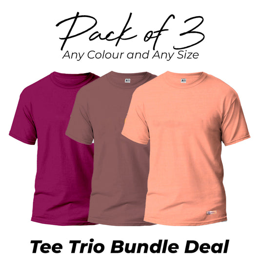 Tee Trio Bundle Deal Pack of 3 Round Neck Plain Shirts