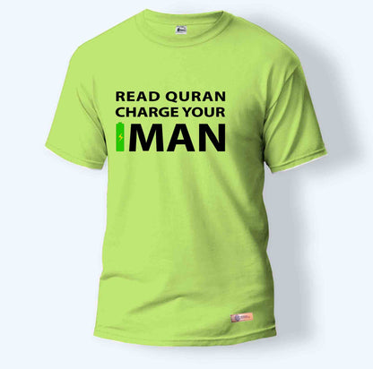 Read Quran Charge Your Iman | Round Neck T-Shirt for Men