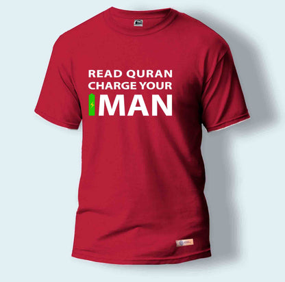 Read Quran Charge Your Iman | Round Neck T-Shirt for Men