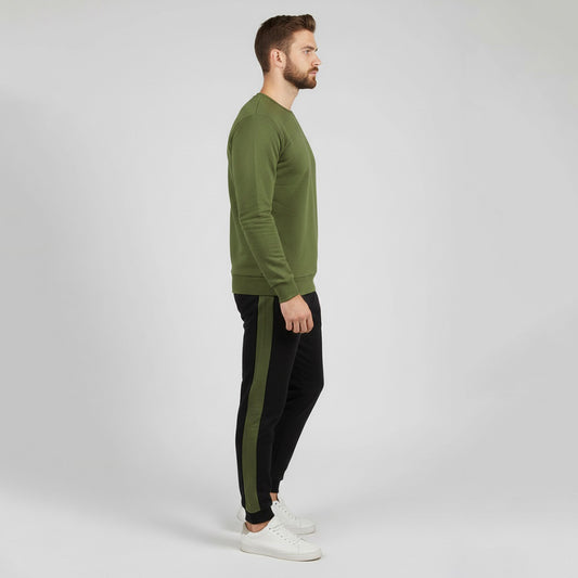 Olive Green and Black Sweatshirt Tracksuit