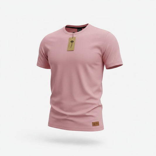 Sunnah Conscious premium pink cotton round neck t-shirt with minimalist design and branded tag