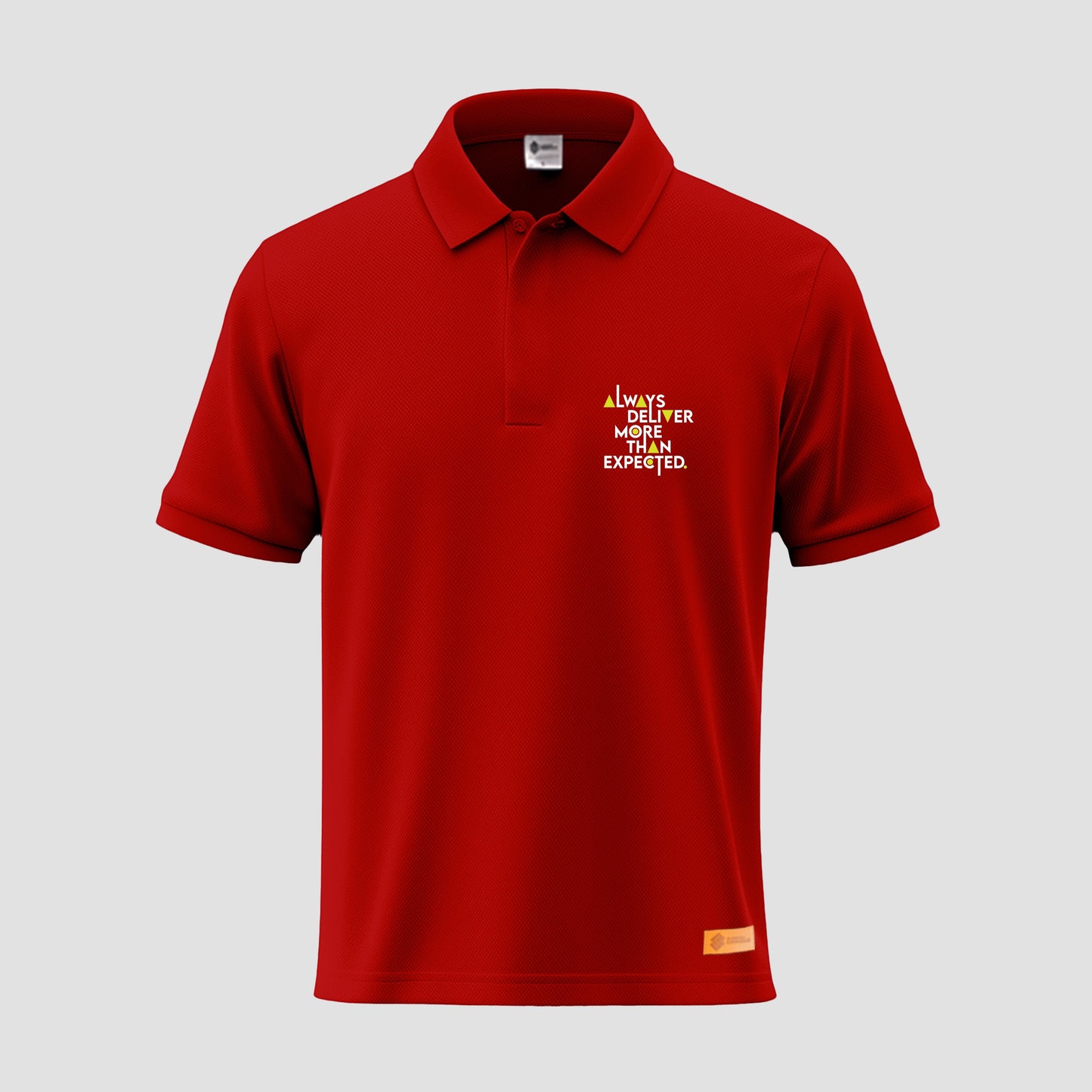 Sunnah Conscious polo shirt with printed "Always Deliver More Than Expected"