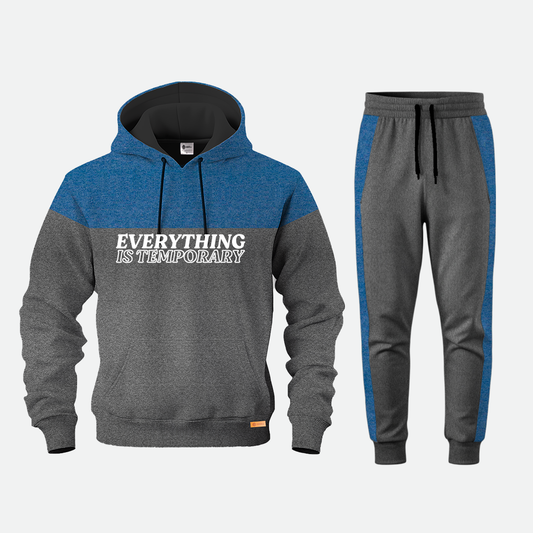 CharcoalGrey & HeatherBlue Hoodi Track Suit