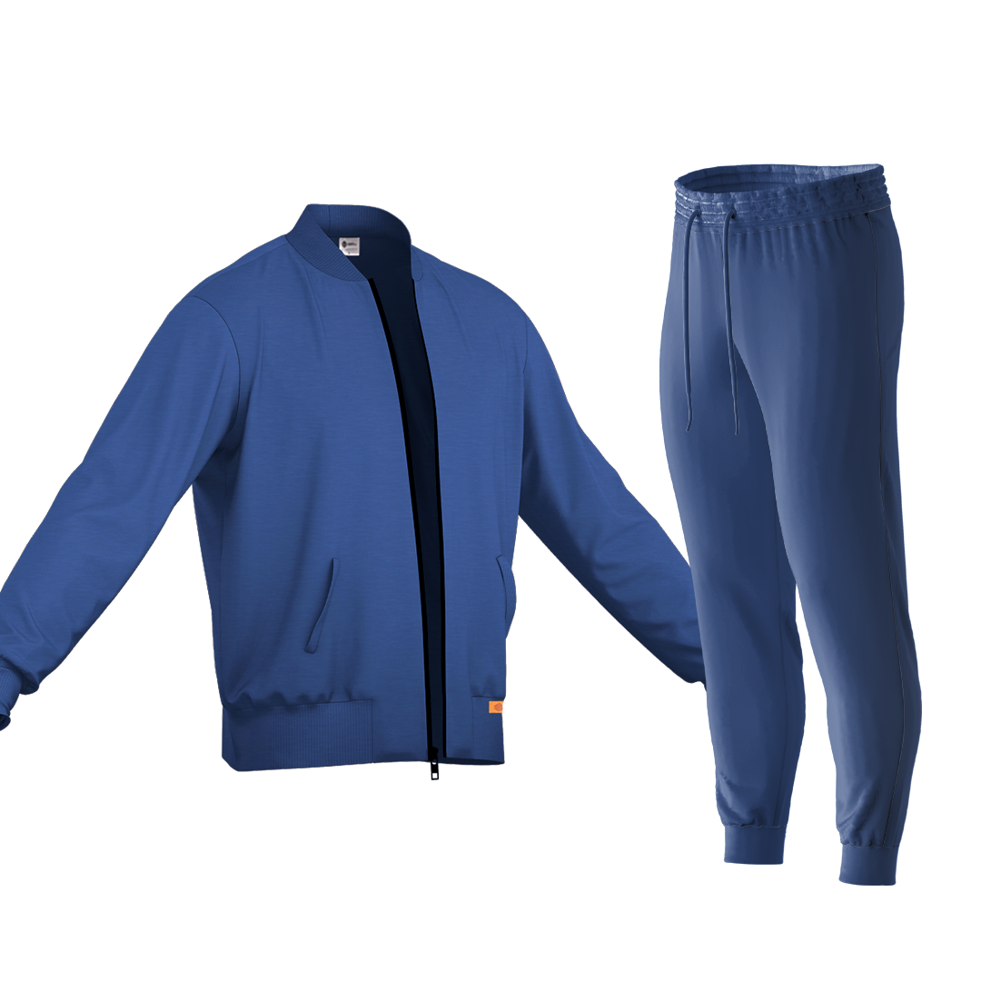 Blue Mockneck Hoodie Track Suit